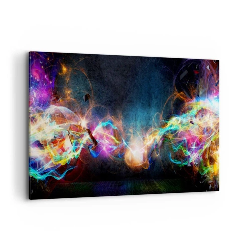 Obraz na płótnie - Kolorowe rozbłyski światła w abstrakcyjnej kompozycji - 100x70cm - Radośnie przeciw ciemności - Nowoczesna dekoracja ścienna do salonu, kuchni i sypialni ARTTOR
