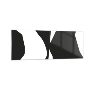 Obraz na szkle - Abstrakcyjny kontrastowy wzór w czerni i bieli - 140x50cm - Pozytyw -negatyw - Nowoczesna dekoracja ścienna do salonu i sypialni ARTTOR