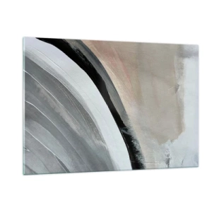 Obraz na szkle - Abstrakcyjny łuk w odcieniach szarości i czerni - 120x80cm - Kompozycja: łuk czerni i szarości - Nowoczesna dekoracja ścienna do salonu, kuchni i sypialni ARTTOR