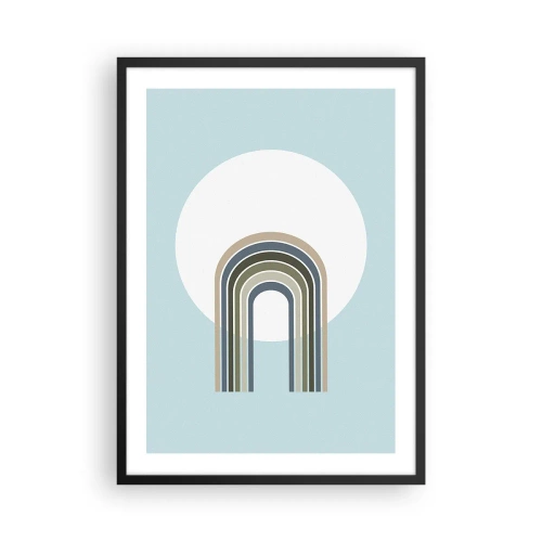 Plakat w czarnej ramie - Minimalistyczny łuk z pastelowymi odcieniami na tle okręgu - 50x70cm - Nieodparte przyciąganie - Nowoczesna dekoracja ścienna do salonu i sypialni ARTTOR
