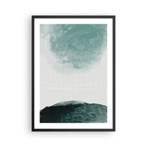 Plakat w czarnej ramie - Abstrakcyjny krajobraz w odcieniach zieleni i bieli - 50x70cm - Spotkanie z mgłą - Nowoczesna dekoracja ścienna do salonu i sypialni ARTTOR