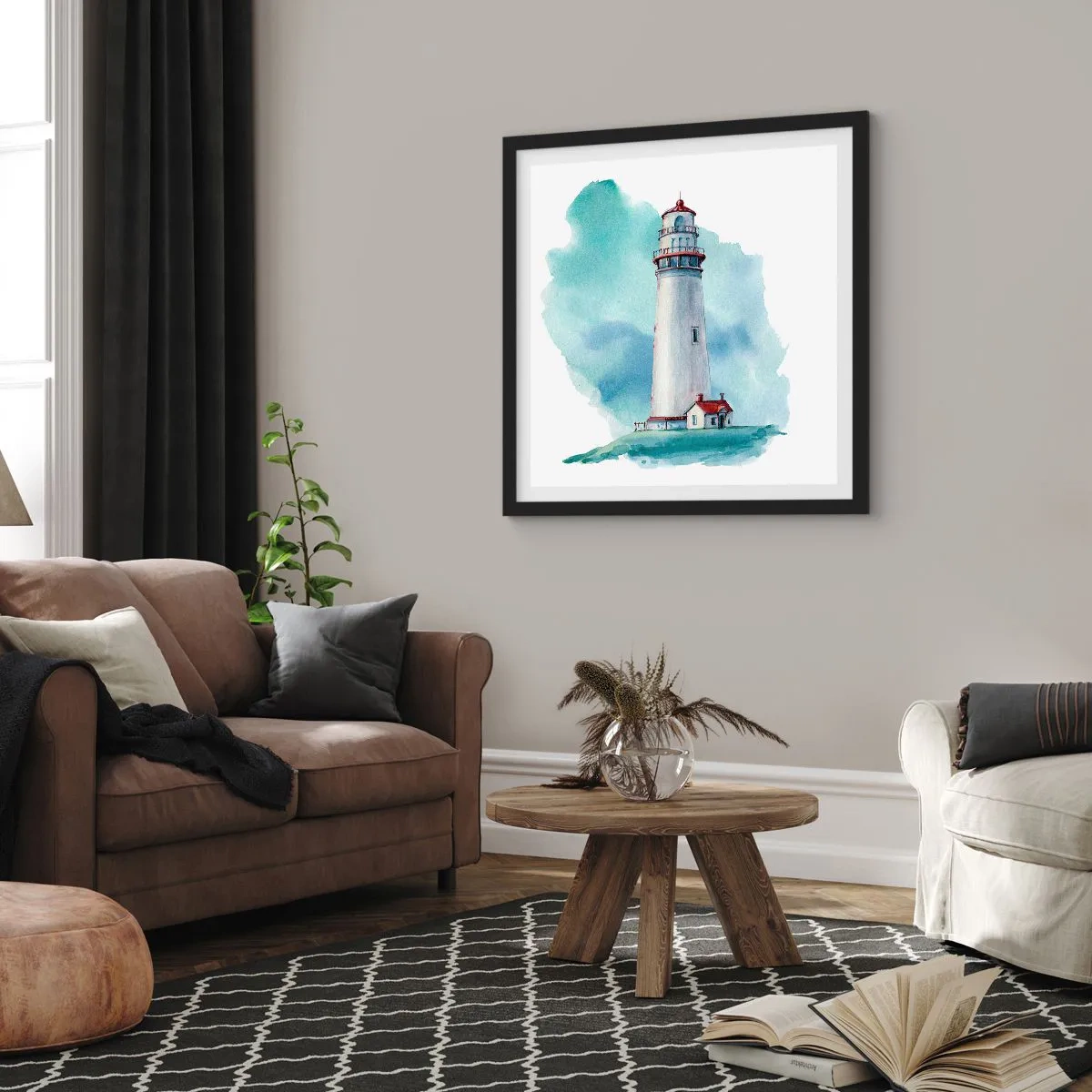 Plakat w czarnej ramie - Łagodna siostra błękitu - 50x50 cm