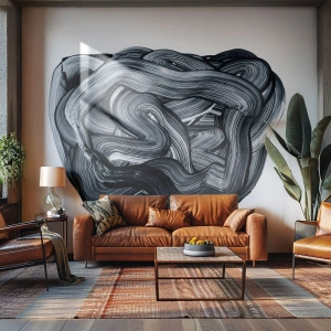 Fototapeta Premium Sand - Abstrakcyjna czarna plama z pociągnięć pędzla - 100x70cm - To nie takie proste - Nowoczesna dekoracja ścienna do salonu, kuchni i sypialni ARTTOR