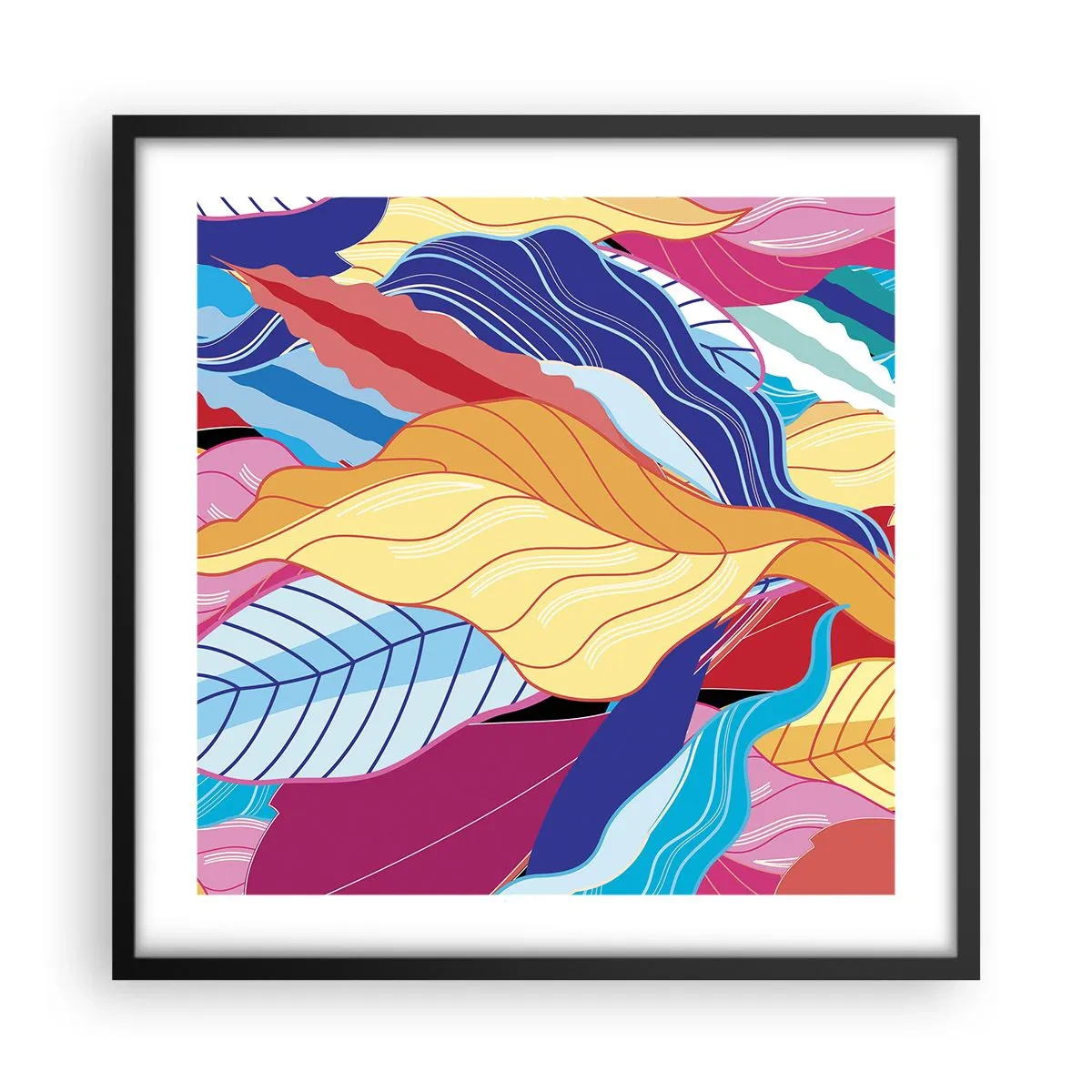 Plakat w czarnej ramie - Kolorowy bałagan - 50x50 cm