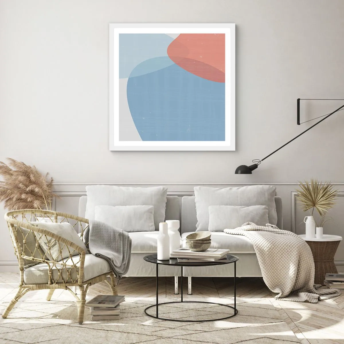 Plakat w białej ramie - Pastelowe związki - 30x30 cm