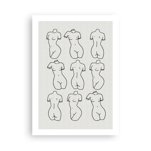 Plakat - Minimalistyczna ilustracja kobiecych sylwetek w czarnych konturach - 50x70cm - Tylko Wenus - Nowoczesna dekoracja ścienna do salonu, kuchni i sypialni ARTTOR