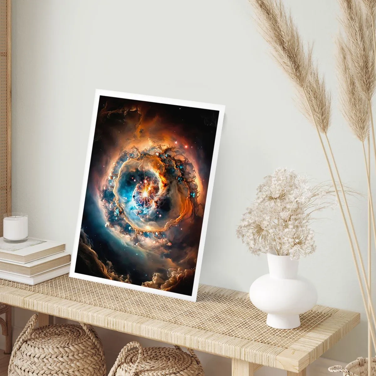 Plakat - Kosmiczna eksplozja światła i energii w galaktycznej przestrzeni - 50x70cm - Początek - Nowoczesna dekoracja ścienna do salonu, kuchni i sypialni ARTTOR
