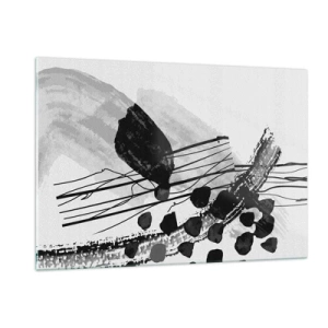 Obraz na szkle - Czarno-biała abstrakcja z organicznymi kształtami i liniami - 120x80cm - Czarno-biała abstrakcja organiczna - Nowoczesna dekoracja ścienna do salonu, kuchni i sypialni ARTTOR