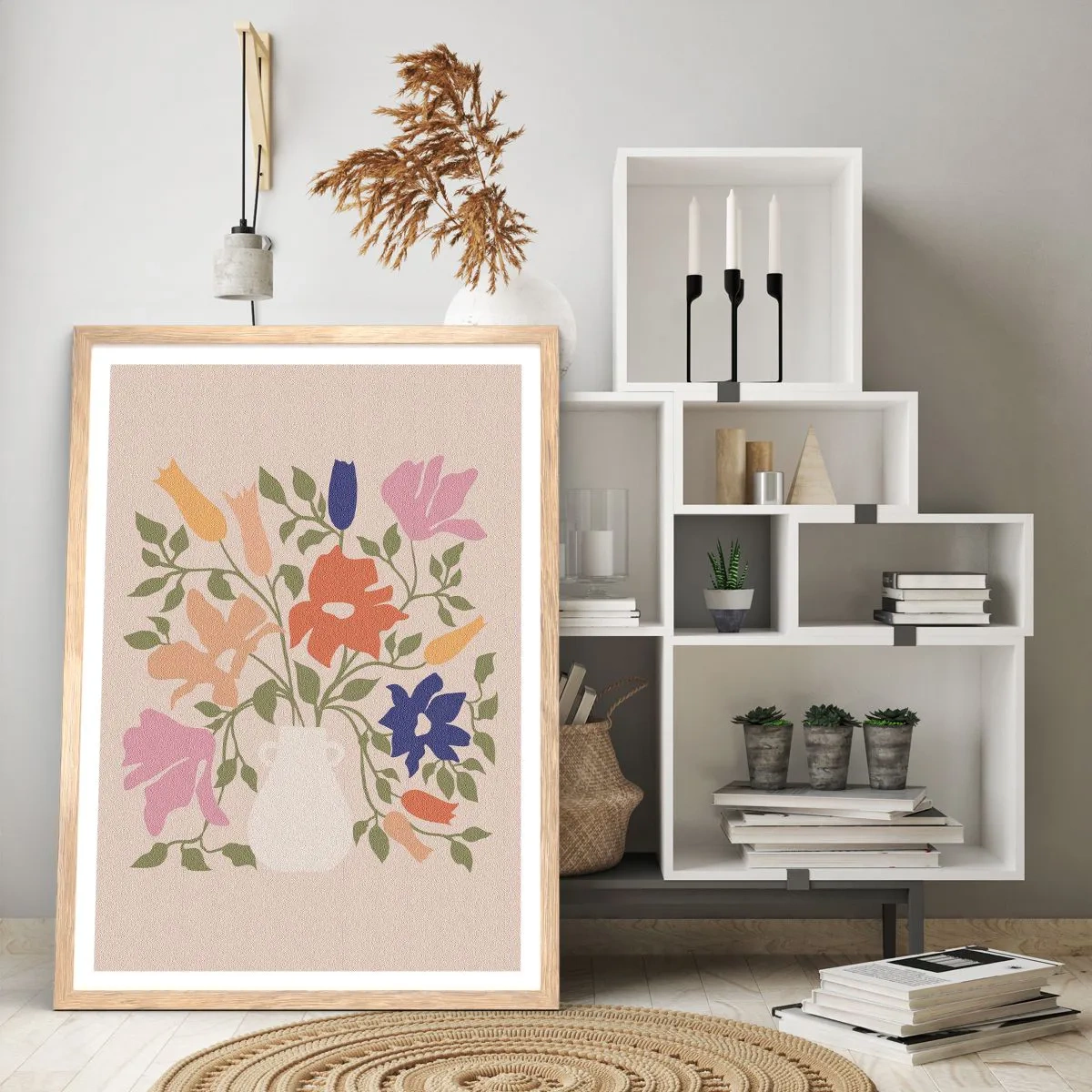 Plakat w ramie jasny dąb - Bukiet delikatny - 50x70 cm