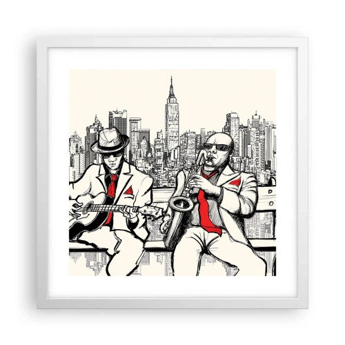 Plakat w białej ramie - Nowojorska improwizacja - 40x40 cm