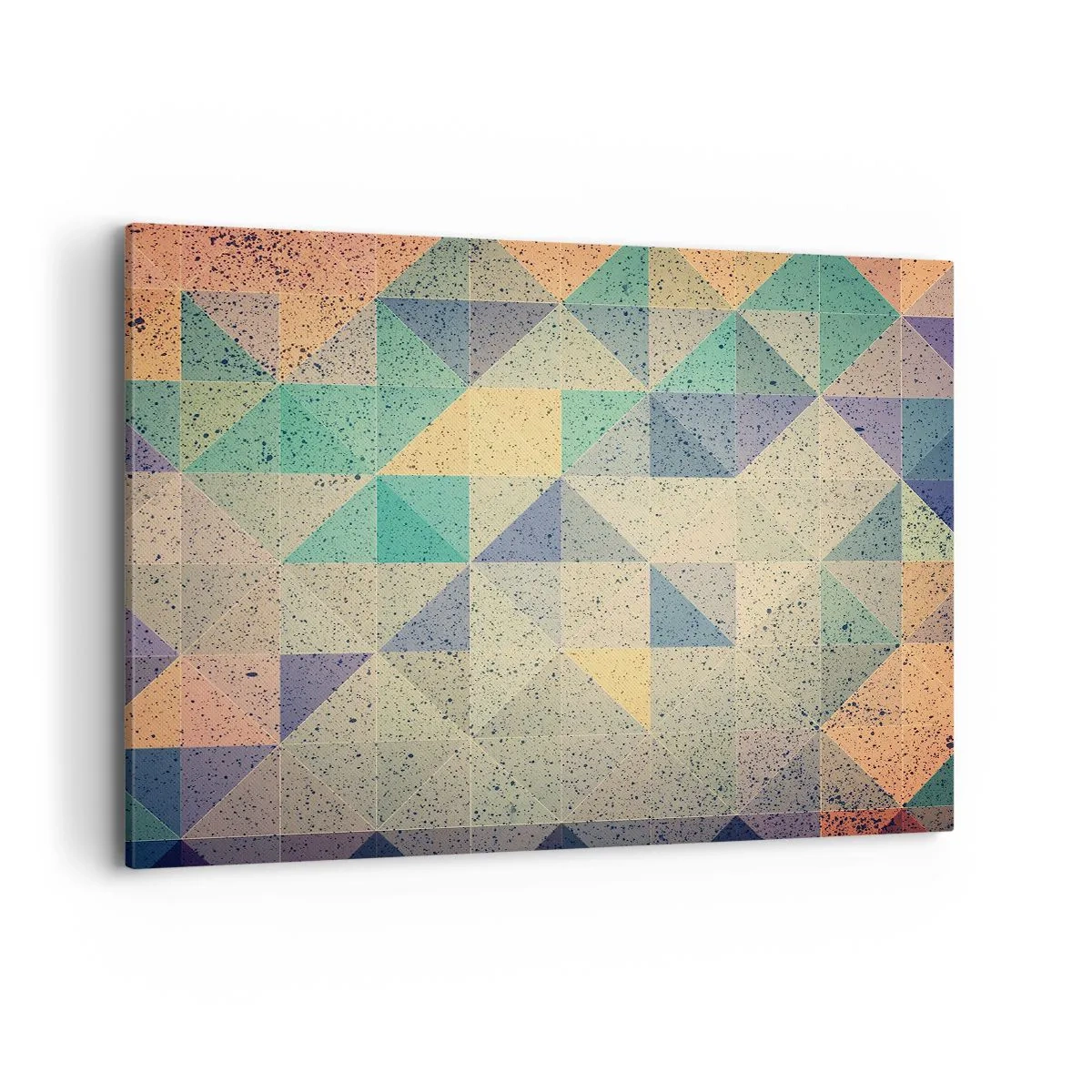 Obraz na płótnie - Kolorowa kompozycja geometrycznych trójkątów w pastelowych odcieniach - 100x70cm - Republika trójkątów - Nowoczesna dekoracja ścienna do salonu, kuchni i sypialni ARTTOR