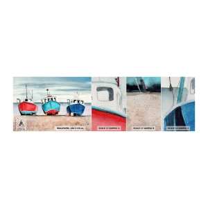 Fototapeta Próbka Premium Canvas - Gotowe na połów - Marynistyczny, Nadmorski, Kutry Rybackie - 100x30 cm