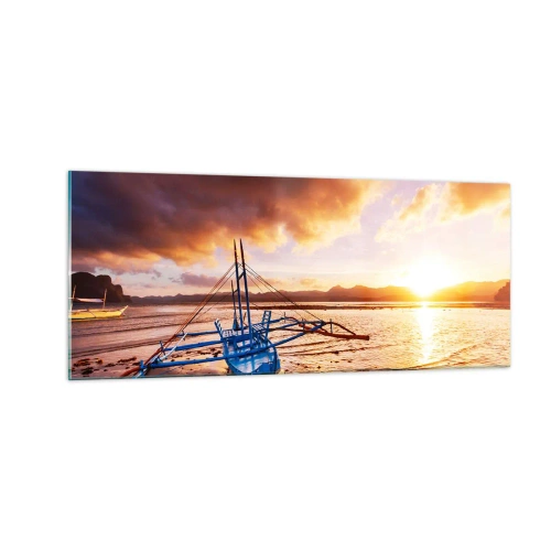 Obraz na szkle - Po całym dniu wyciągnąć się na piasku - 100x40 cm