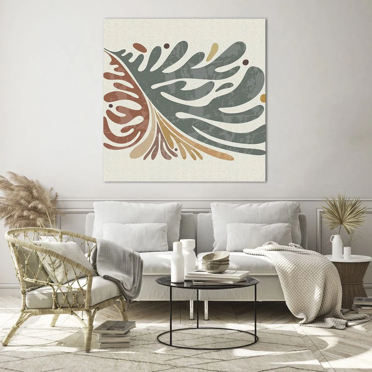 Obraz na szkle - Wielobarwny liść - 60x60 cm