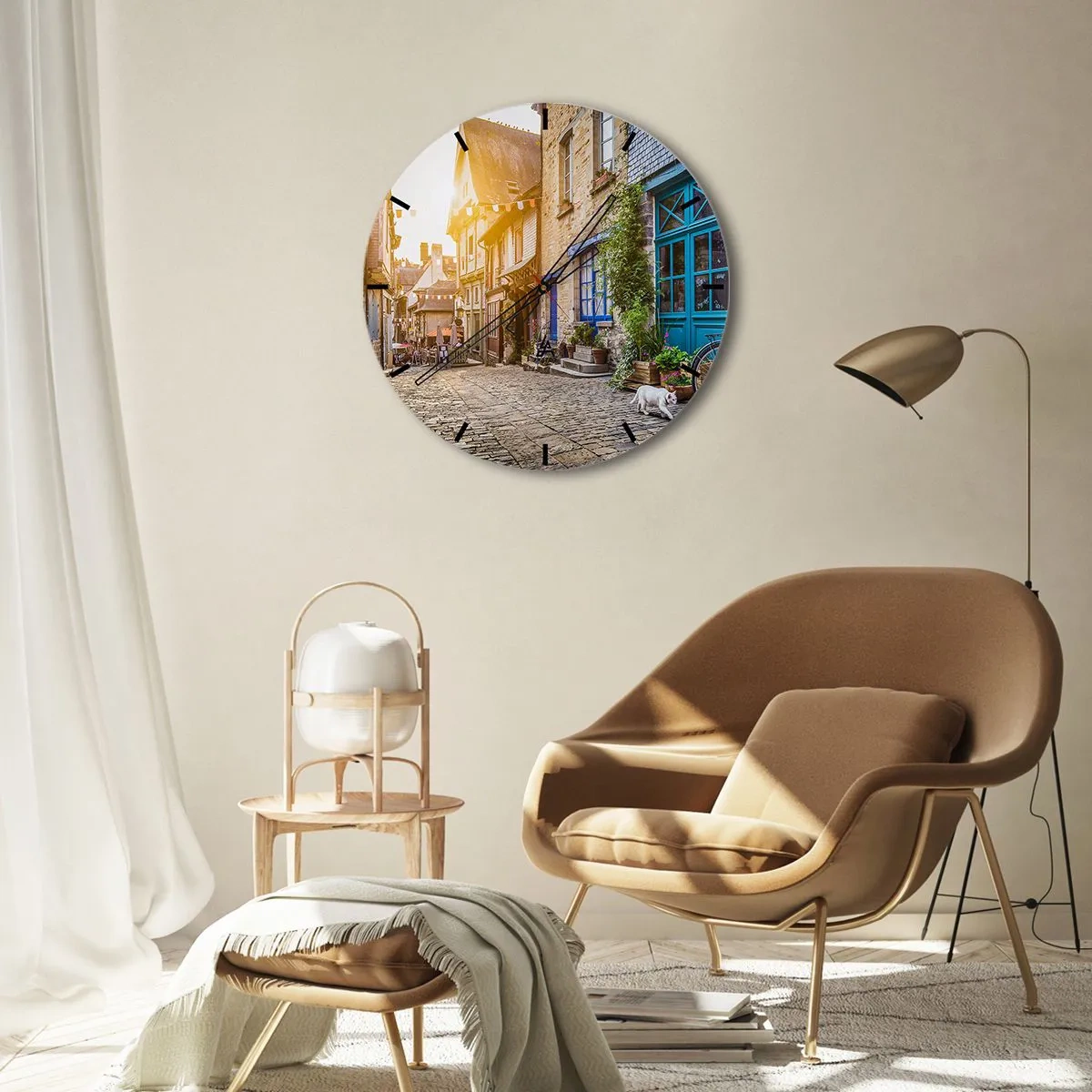 Zegar ścienny - Biały duch miasteczka - 40x40 cm