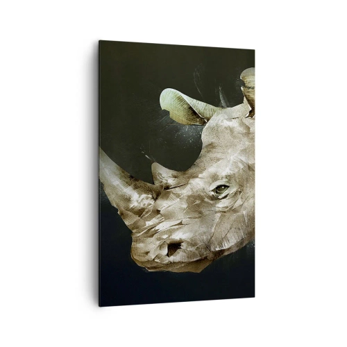 Obraz na płótnie - Portret nosorożca w artystycznej formie - 80x120cm - Prawdziwie męska siła - Nowoczesna dekoracja ścienna do salonu i sypialni ARTTOR