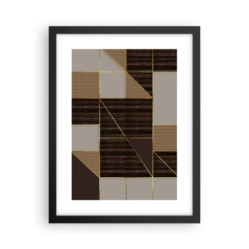 Plakat w czarnej ramie - Mozaika brązów i złota - 30x40 cm