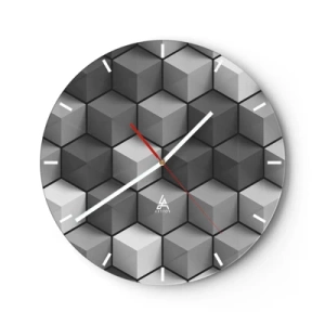 Zegar ścienny - Sześcienne figury 3D w geometrycznym układzie - 30x30cm - Kubistyczna układanka - Nowoczesna dekoracja ścienna do salonu, kuchni i sypialni ARTTOR