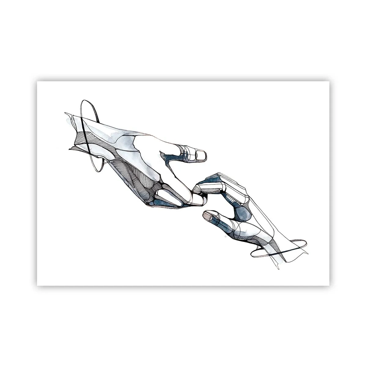 Plakat - Artystyczne przedstawienie dłoni w minimalistycznej i geometrycznej formie - 100x70cm - Dobry gest - Nowoczesna dekoracja ścienna do salonu i sypialni ARTTOR