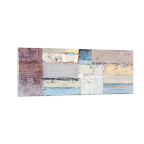 Obraz na szkle - Geometryczna kompozycja w pastelowych barwach - 140x50cm - Spokój geometrii - Nowoczesna dekoracja ścienna do salonu i sypialni ARTTOR