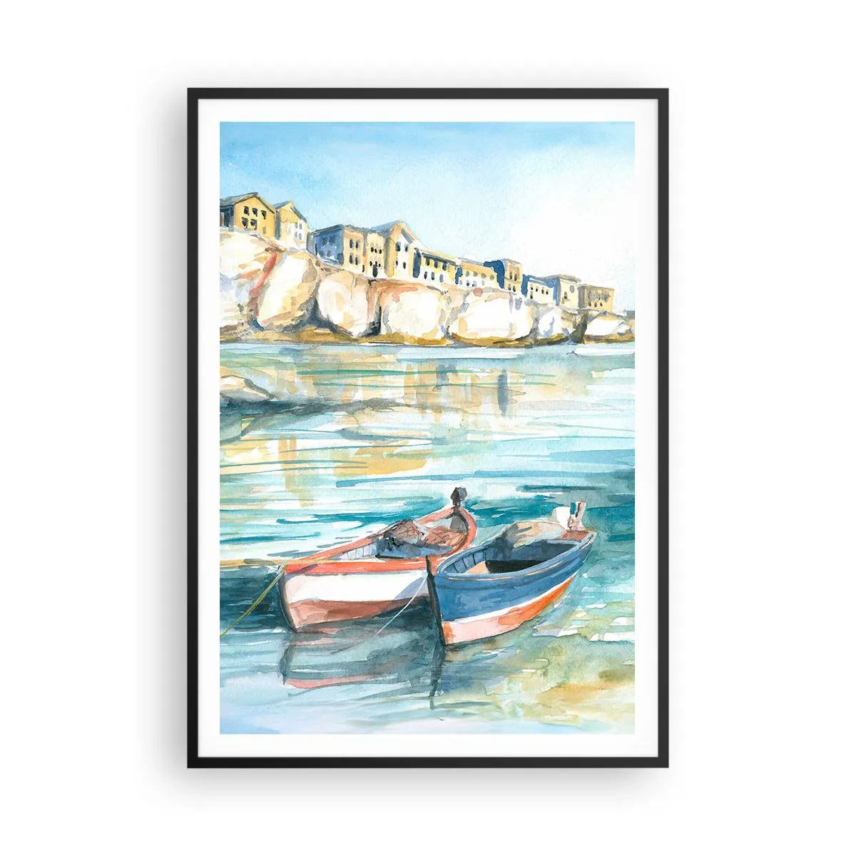 Plakat w czarnej ramie - Pejzaż w lazurze - 70x100 cm