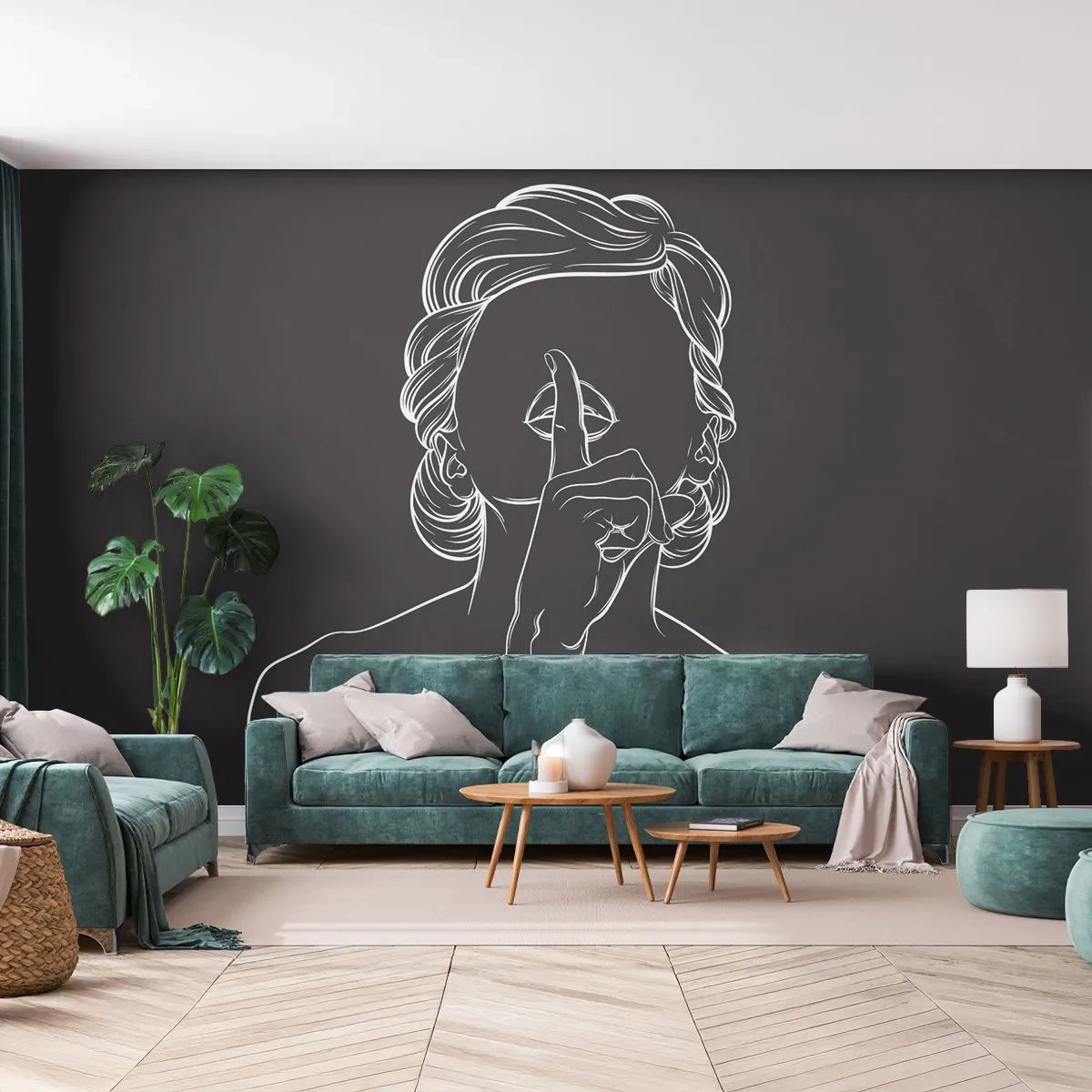 Fototapeta Premium Canvas - Piękno rozkwita w ciszy - Kobieta, Rysunek, Kreska - 250x175 cm