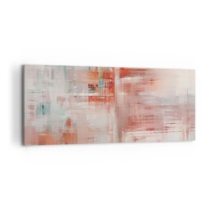 Obraz na płótnie - Abstrakcyjna kompozycja z odcieniami czerwieni i pastelowych barw - 120x50cm - Zamglone. Ale różowe - Nowoczesna dekoracja ścienna do salonu i sypialni ARTTOR