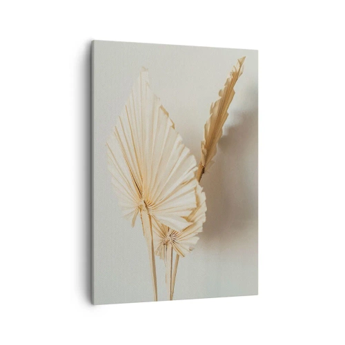 Obraz na płótnie - Suszone liście palmowe w neutralnych odcieniach beżu i brązu - 50x70cm - Gdy potrzebne ukojenie - Nowoczesna dekoracja ścienna do salonu, kuchni i sypialni ARTTOR