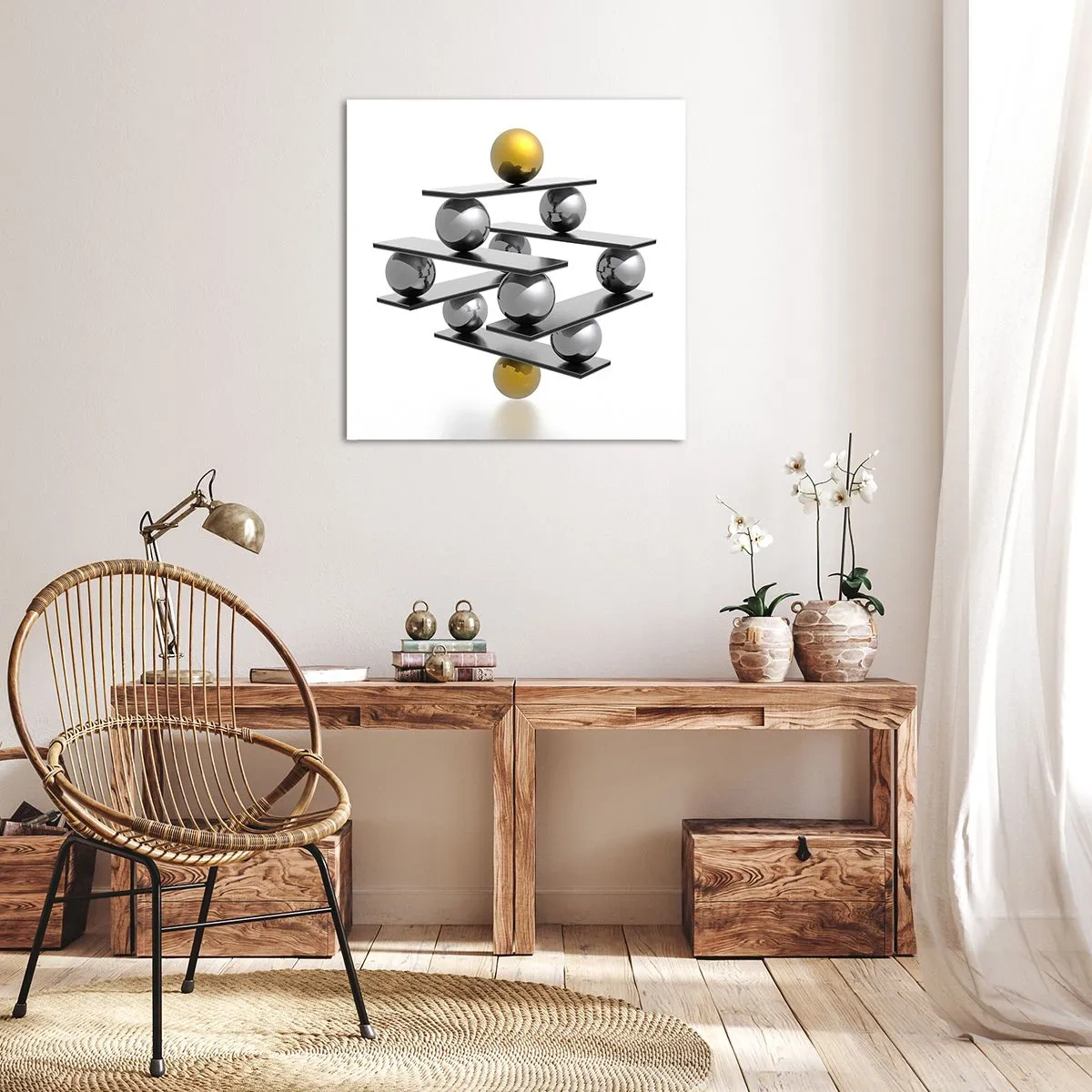 Obraz na płótnie - Złoto-srebrna równowaga - 70x70 cm