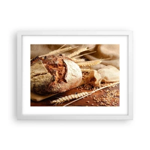 Plakat w białej ramie - Apetyczny, wonny, chrupiący - 40x30 cm