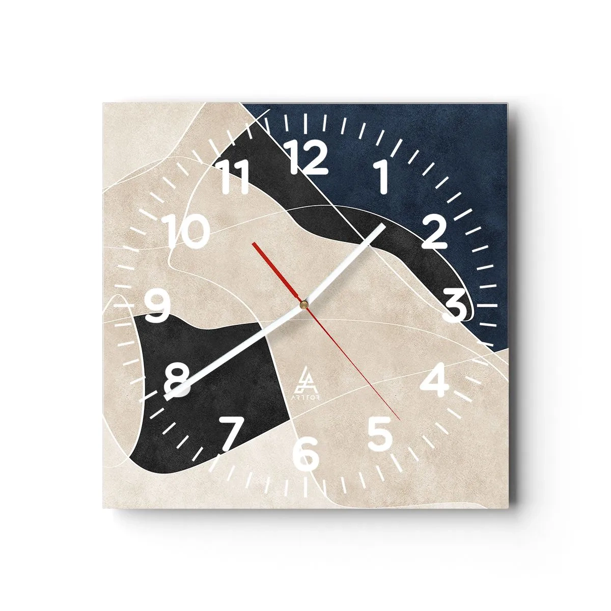 Zegar ścienny - Kompozycja abstrakcyjna – kontrast barw - 30x30 cm