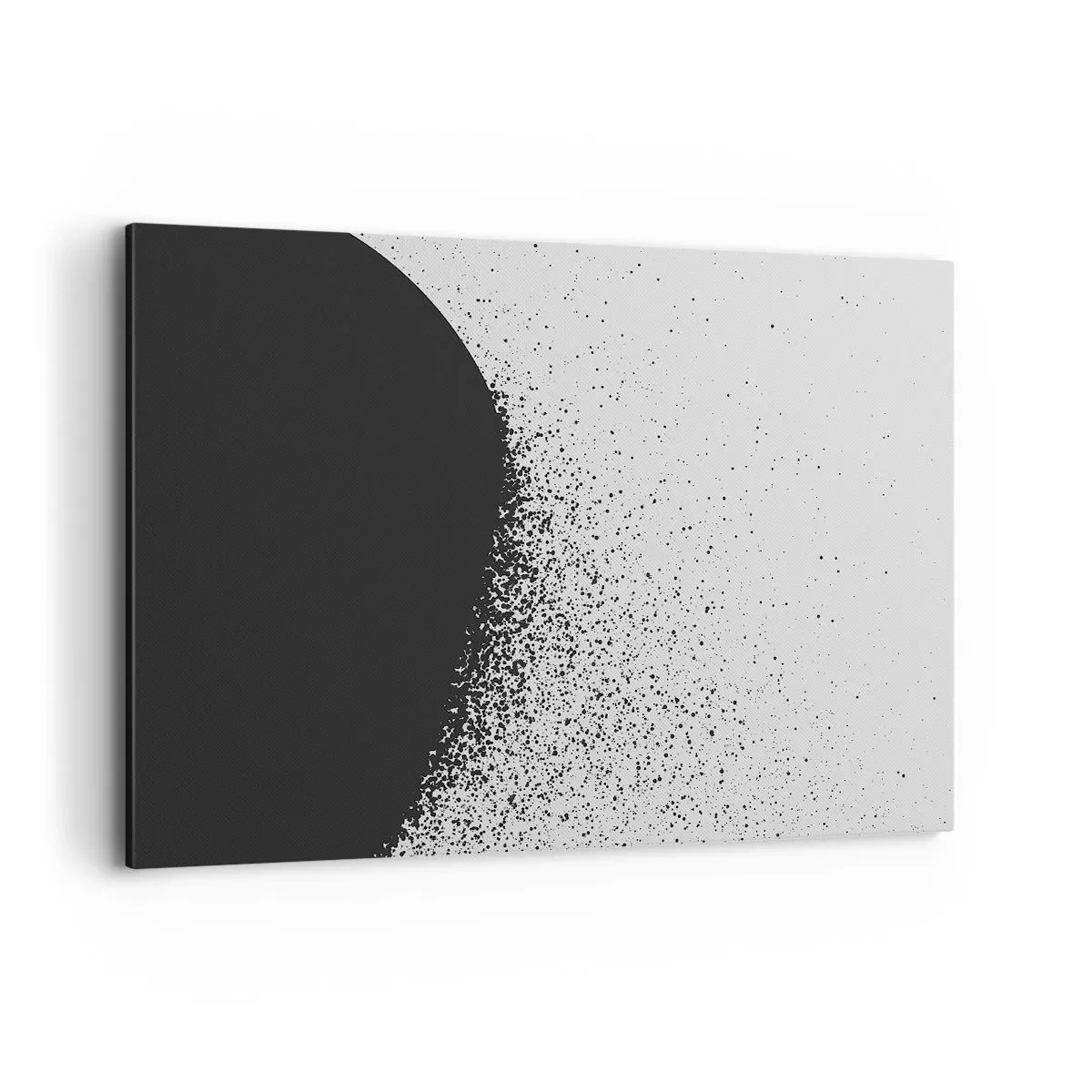 Obraz na płótnie - Abstrakcyjny wzór z czarnymi cząstkami na jasnym tle - 120x80cm - Ruch cząsteczek - Nowoczesna dekoracja ścienna do salonu, kuchni i sypialni ARTTOR