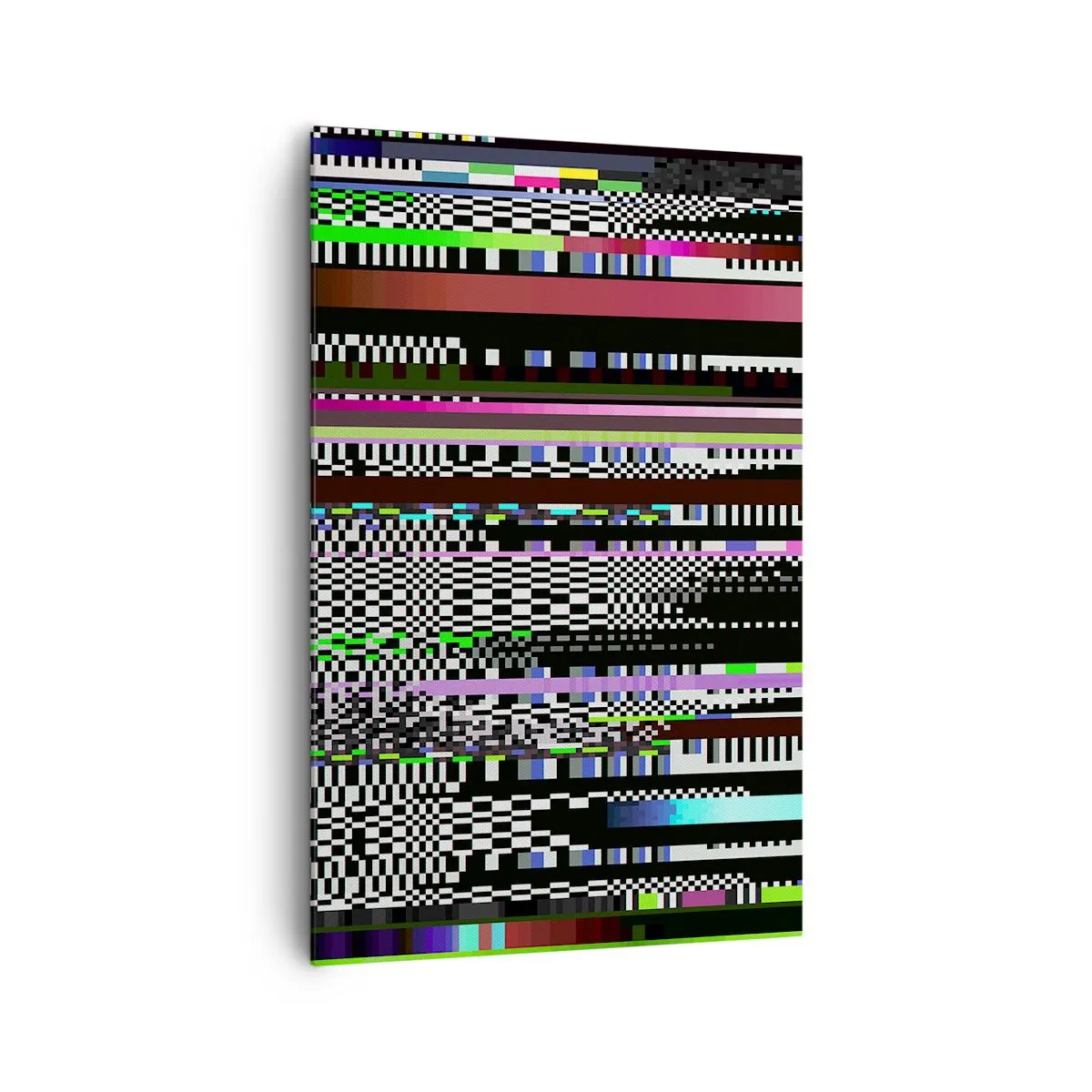 Obraz na płótnie - Kolorowe linie i piksele w abstrakcyjnym stylu - 80x120cm - Obraz konrolny rzeczywistości - Nowoczesna dekoracja ścienna do salonu i sypialni ARTTOR