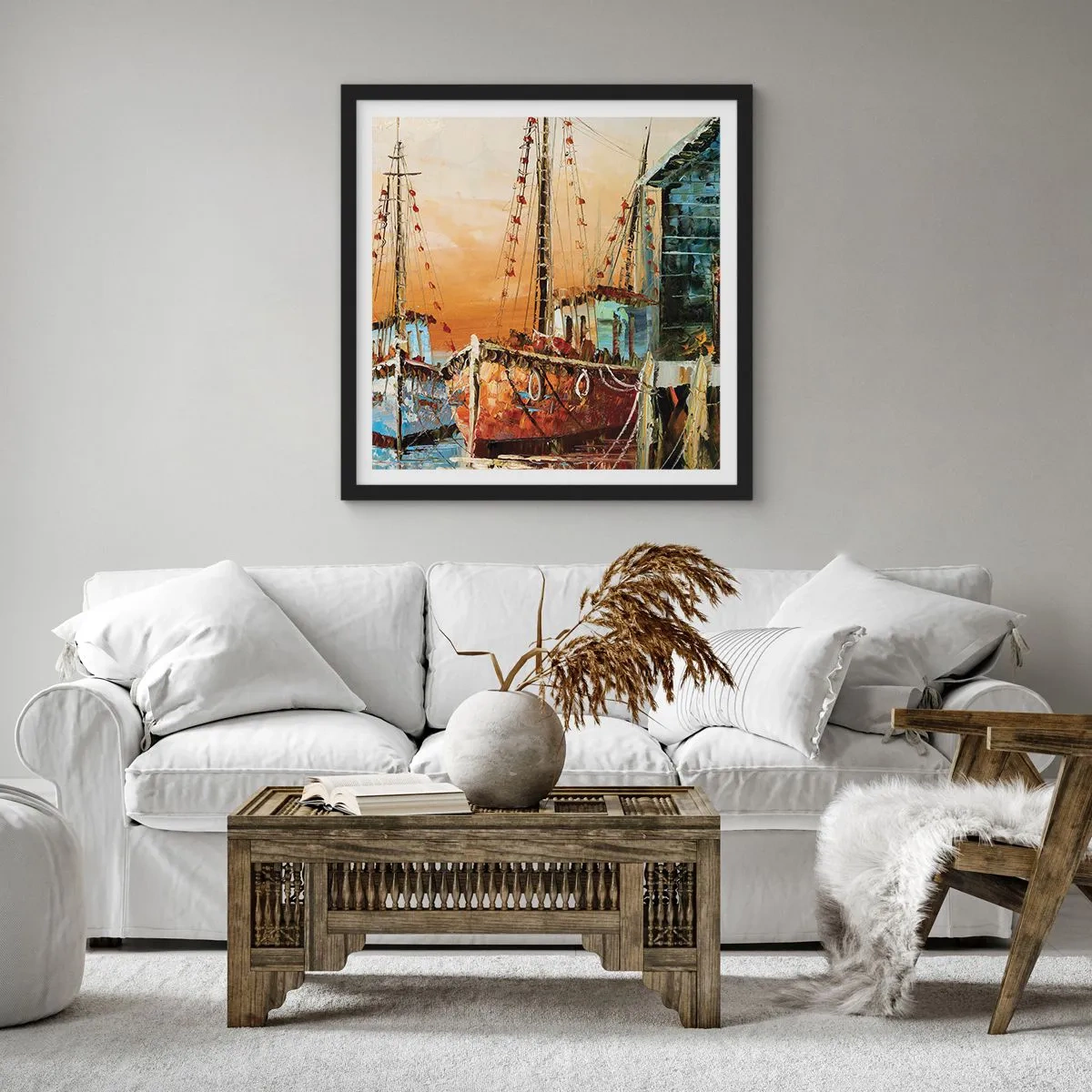 Plakat w czarnej ramie - Spokojny powrót - 60x60 cm