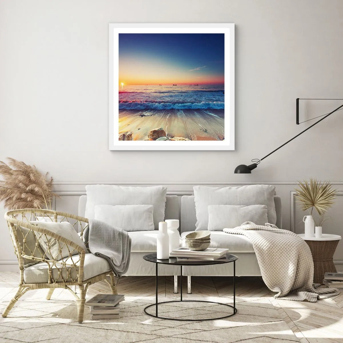 Plakat w białej ramie - A co za horyzontem? - 40x40 cm