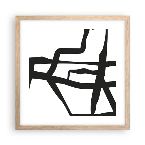 Plakat w ramie jasny dąb - Czarno-biała konstrukcja - 40x40 cm