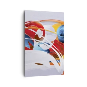 Obraz na płótnie - Kolorowa abstrakcja z dynamicznymi liniami i żywymi barwami - 80x120cm - Taniec żywiołów - Nowoczesna dekoracja ścienna do salonu i sypialni ARTTOR
