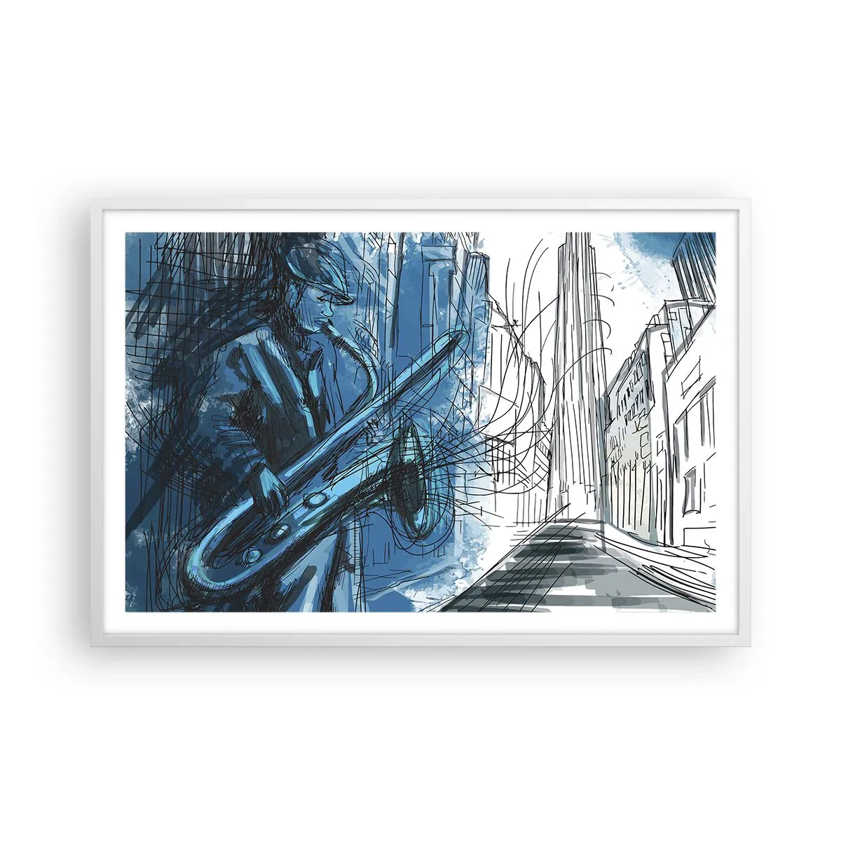 Plakat w białej ramie - Miejska rapsodia - 91x61 cm