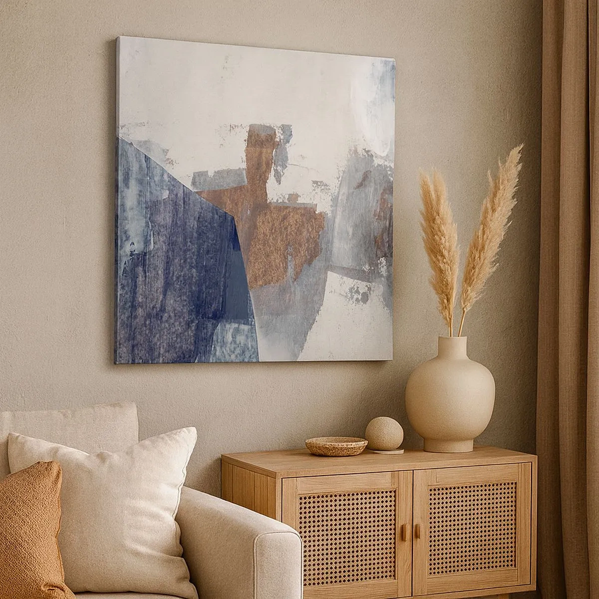 Obraz na płótnie - Błękitno-brunatne kształty - 30x30 cm