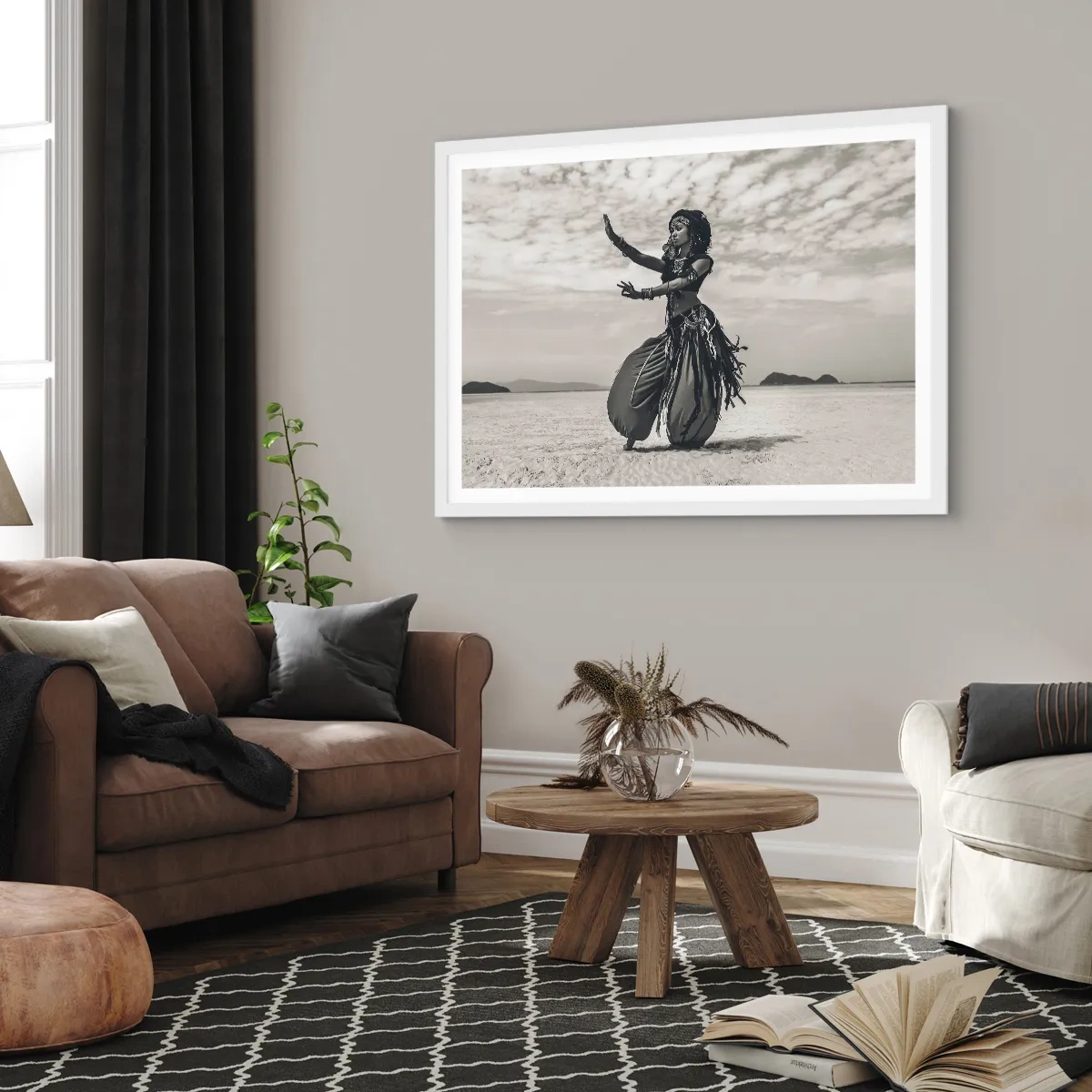 Plakat w białej ramie - Taniec południowych wysp - 100x70 cm