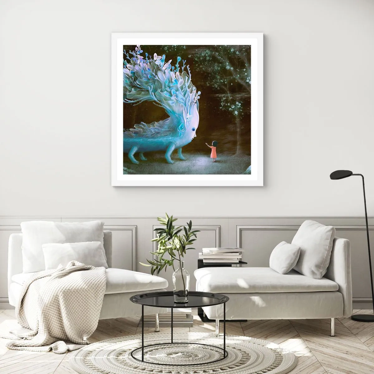 Plakat w białej ramie - Fantastyczne spotkanie - 30x30 cm