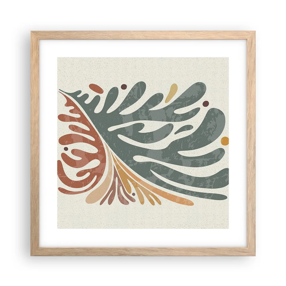 Plakat w ramie jasny dąb - Wielobarwny liść - 40x40 cm