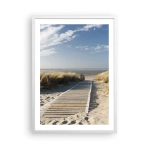 Plakat w białej ramie - Za wydmą, w szumie traw - 50x70 cm