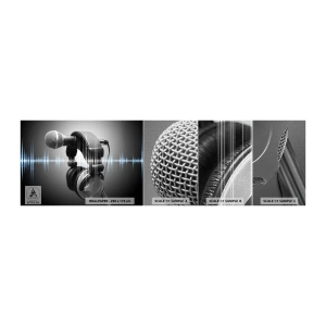 Fototapeta Próbka Premium Canvas - Jeszcze słychać śpiew - Mikrofon, Słuchawki Muzyczne, Muzyka - 100x30 cm