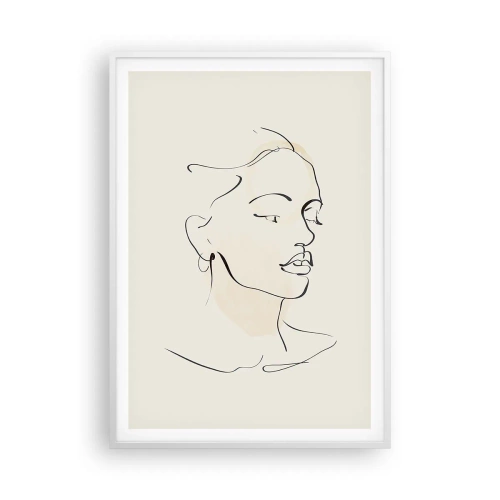 Plakat w białej ramie - Pewną kreską - 70x100 cm