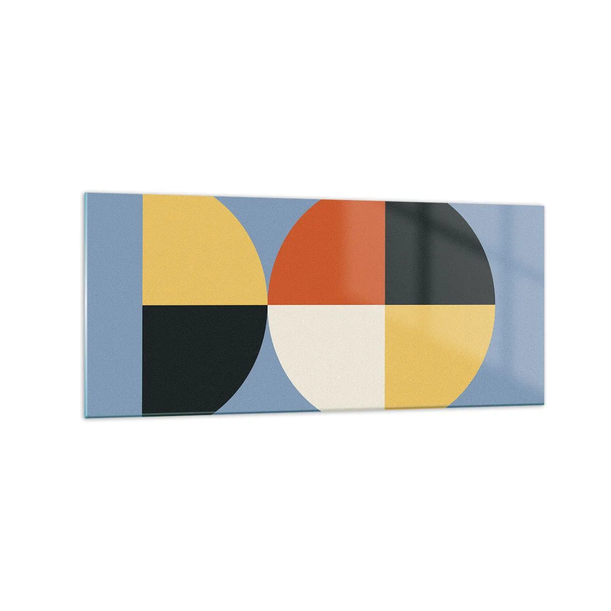 Obraz na szkle - Geometryczne koła na błękitnym tle - 120x50cm - Patrz i licz - Nowoczesna dekoracja ścienna do salonu i sypialni ARTTOR