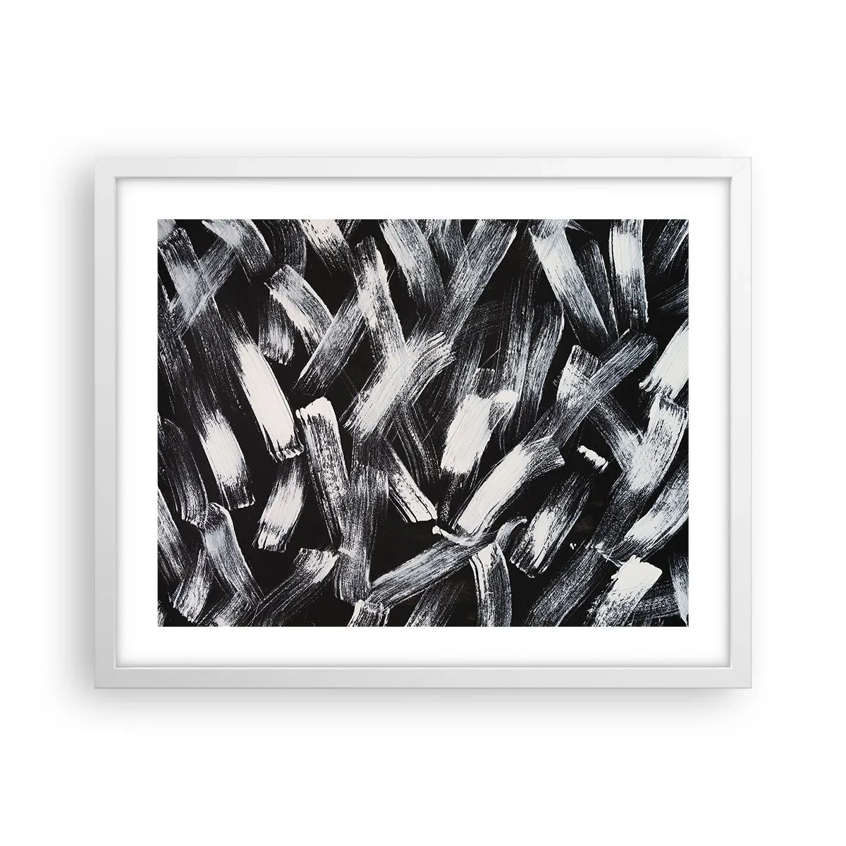 Plakat w białej ramie - Abstrakcja w duchu industrialnym - 50x40 cm