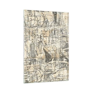 Obraz na szkle - Abstrakcyjne wzory i linie na beżowym tle - 80x120cm - Czeka na rozszyfrowanie - Nowoczesna dekoracja ścienna do salonu i sypialni ARTTOR