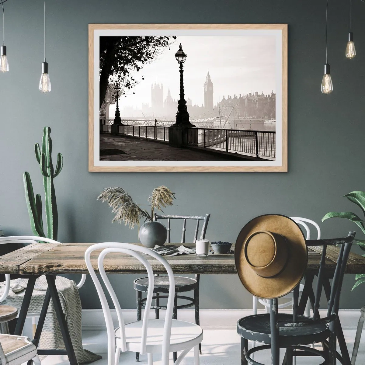 Plakat w ramie jasny dąb - Londyński poranek - 100x70 cm