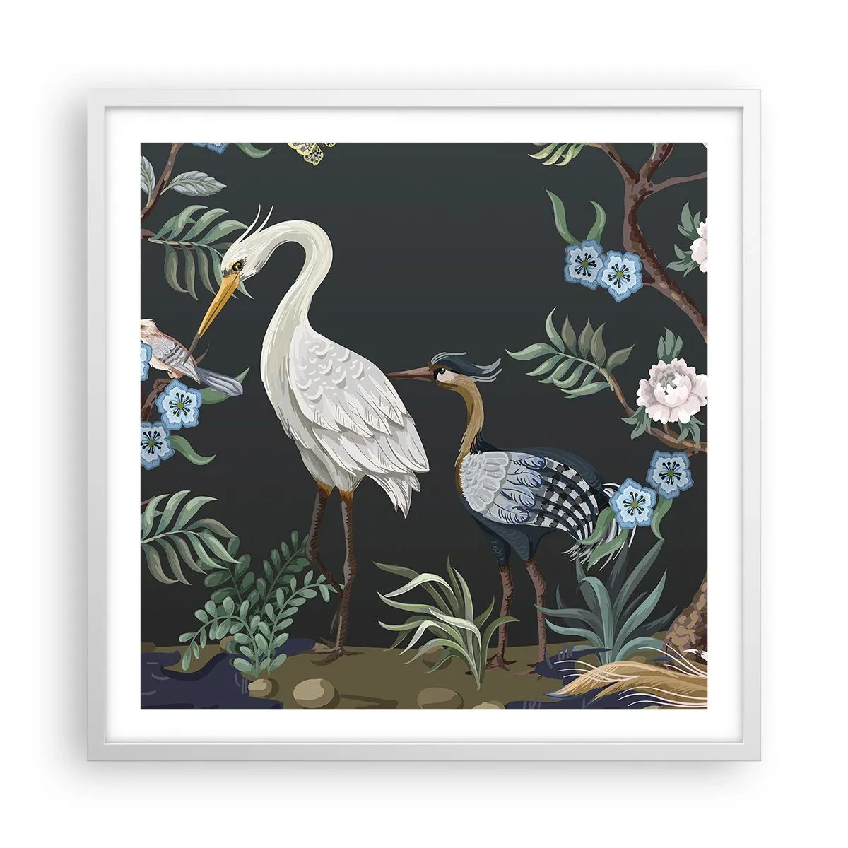 Plakat w białej ramie - Ptasia parada - 60x60 cm